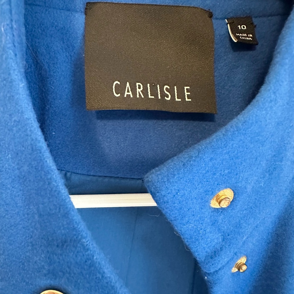 CARLISLE | Wool Blend Blue Cropped Blazer Jacket - Picture 4 of 6